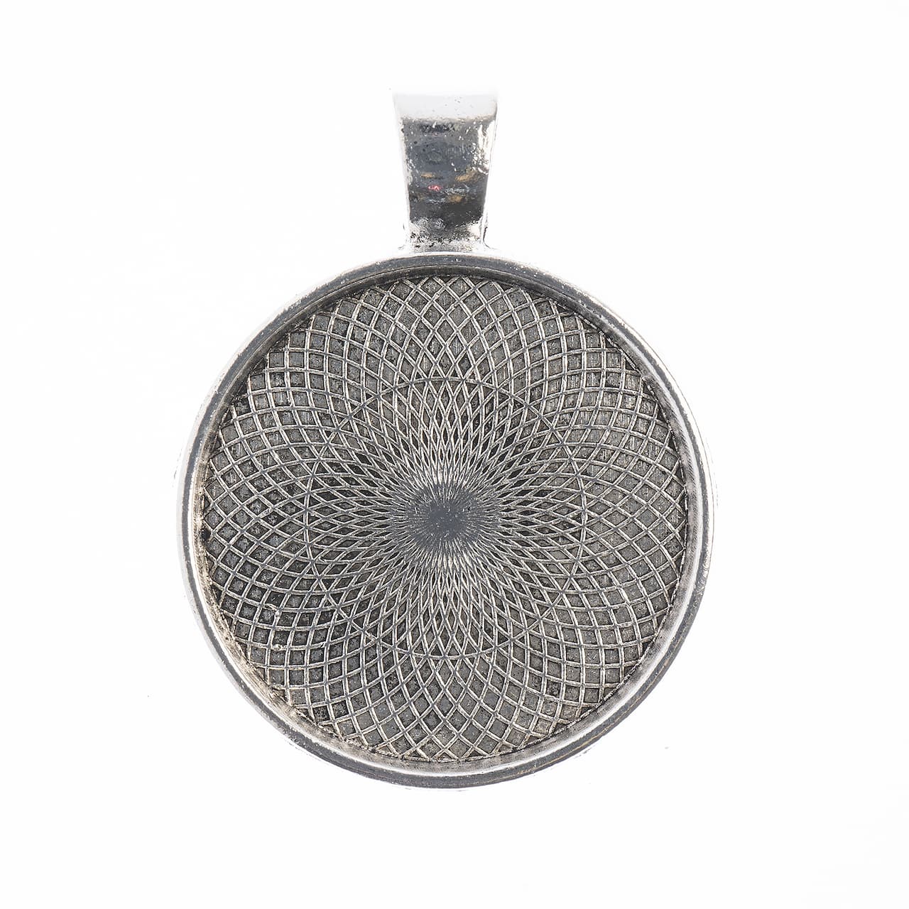 John Bead 28mm Antique Silver Round Pendant Frames, 3ct.